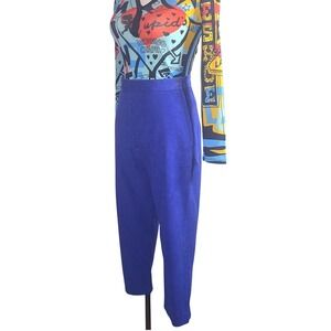 Vintage 60s Cobalt Blue Corduroy High Waisted Capri Pants MCM side zip trousers